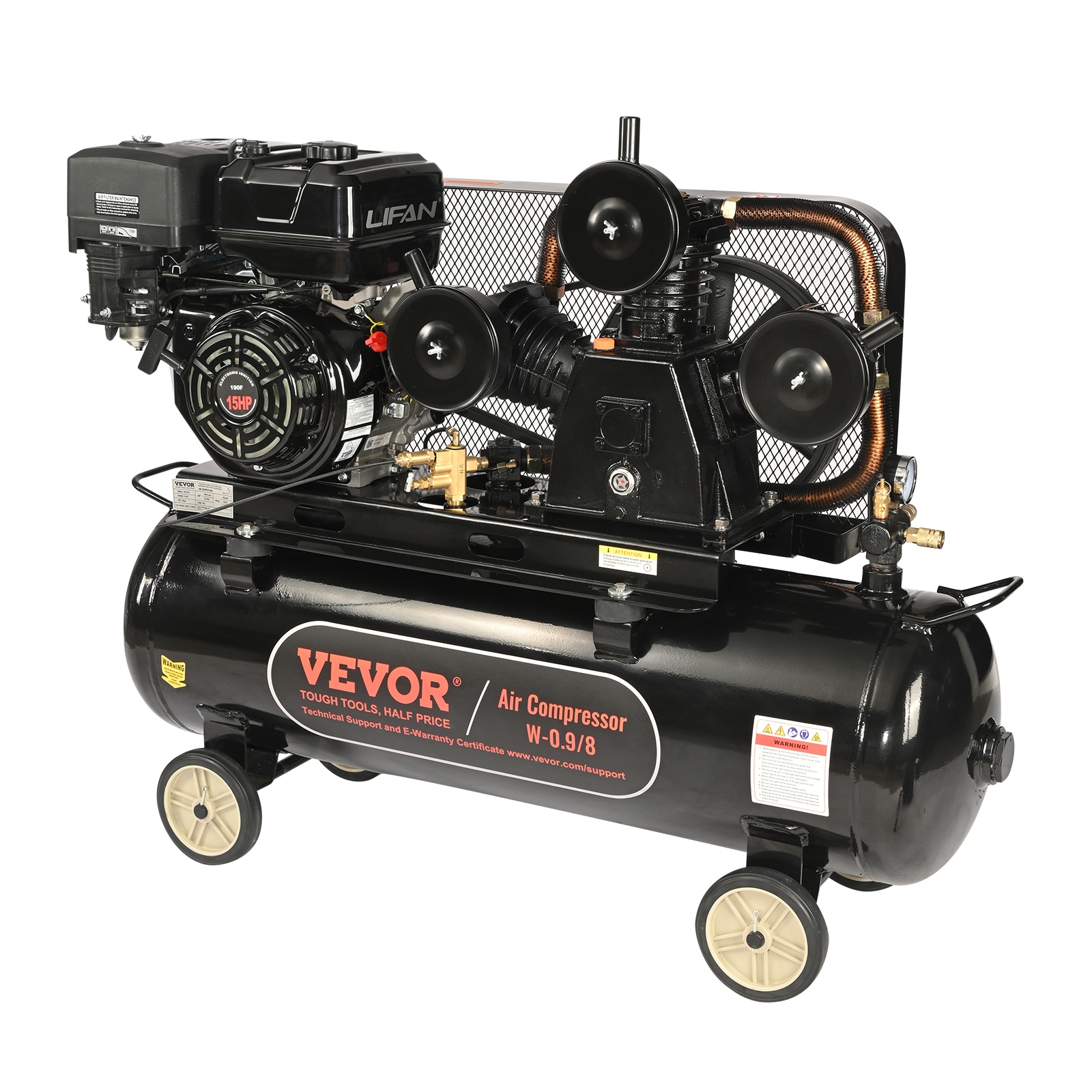 Compresor de aire horizontal portátil a gas sin cable de 30 galones de VEVOR - 115 PSI - QYKYJ30JL000B8GF5V0.