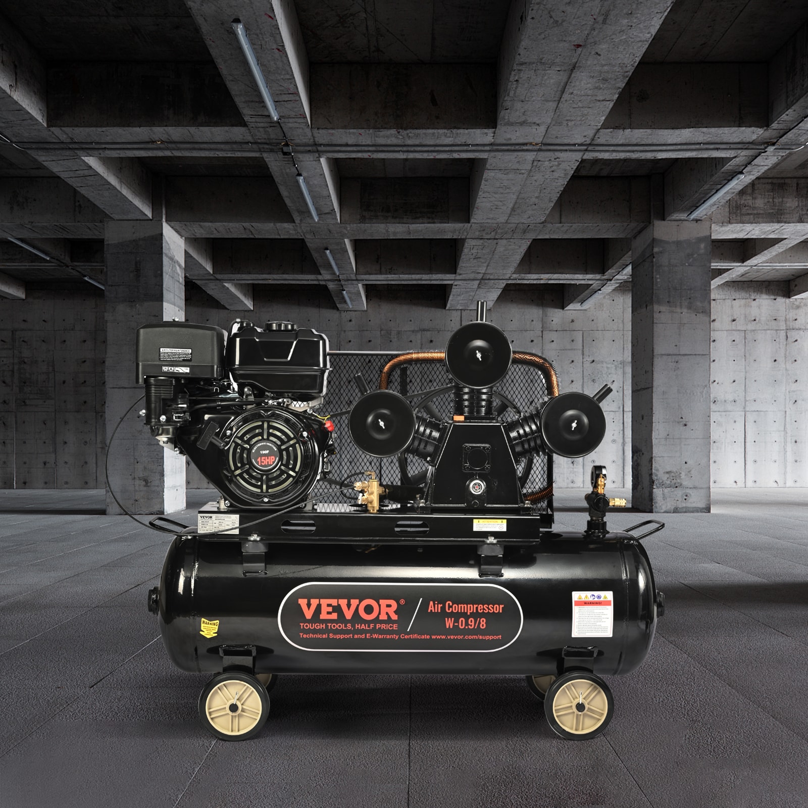 Compresor de aire horizontal portátil a gas sin cable de 30 galones de VEVOR - 115 PSI - QYKYJ30JL000B8GF5V0.