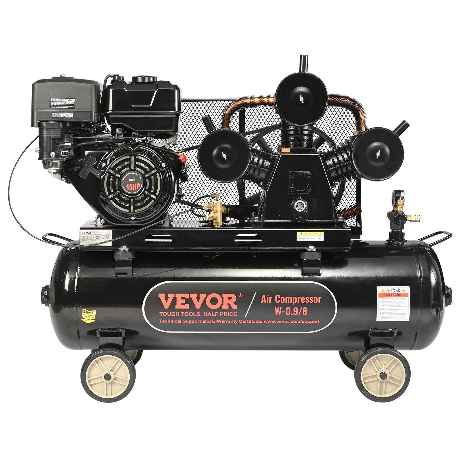 Compresor de aire horizontal portátil a gas sin cable de 30 galones de VEVOR - 115 PSI - QYKYJ30JL000B8GF5V0.