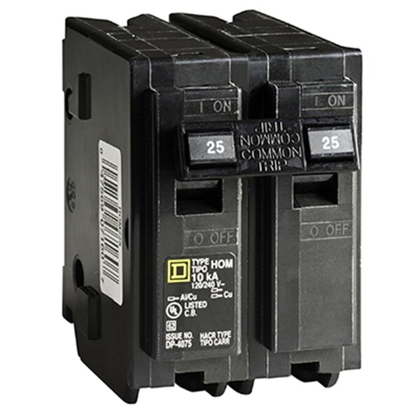 Square D Circuit Breaker, HOM Series, 25A, 2 Pole, 120/240V AC, 10kA - SQ574826