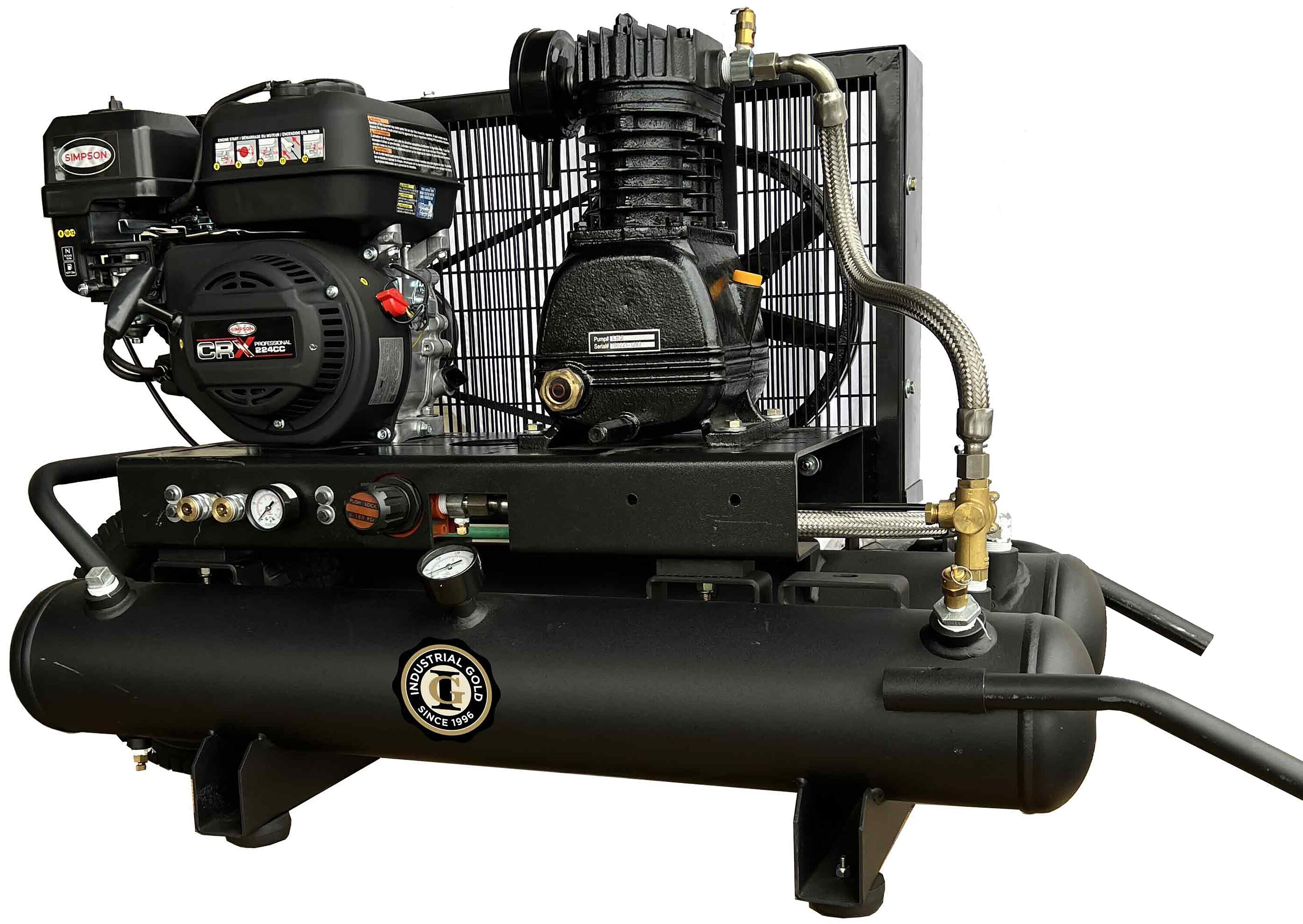 ORO INDUSTRIAL ORO INDUSTRIAL Compresor de aire horizontal portátil de gas inalámbrico de 10 galones y 125 PSI - P55XG11