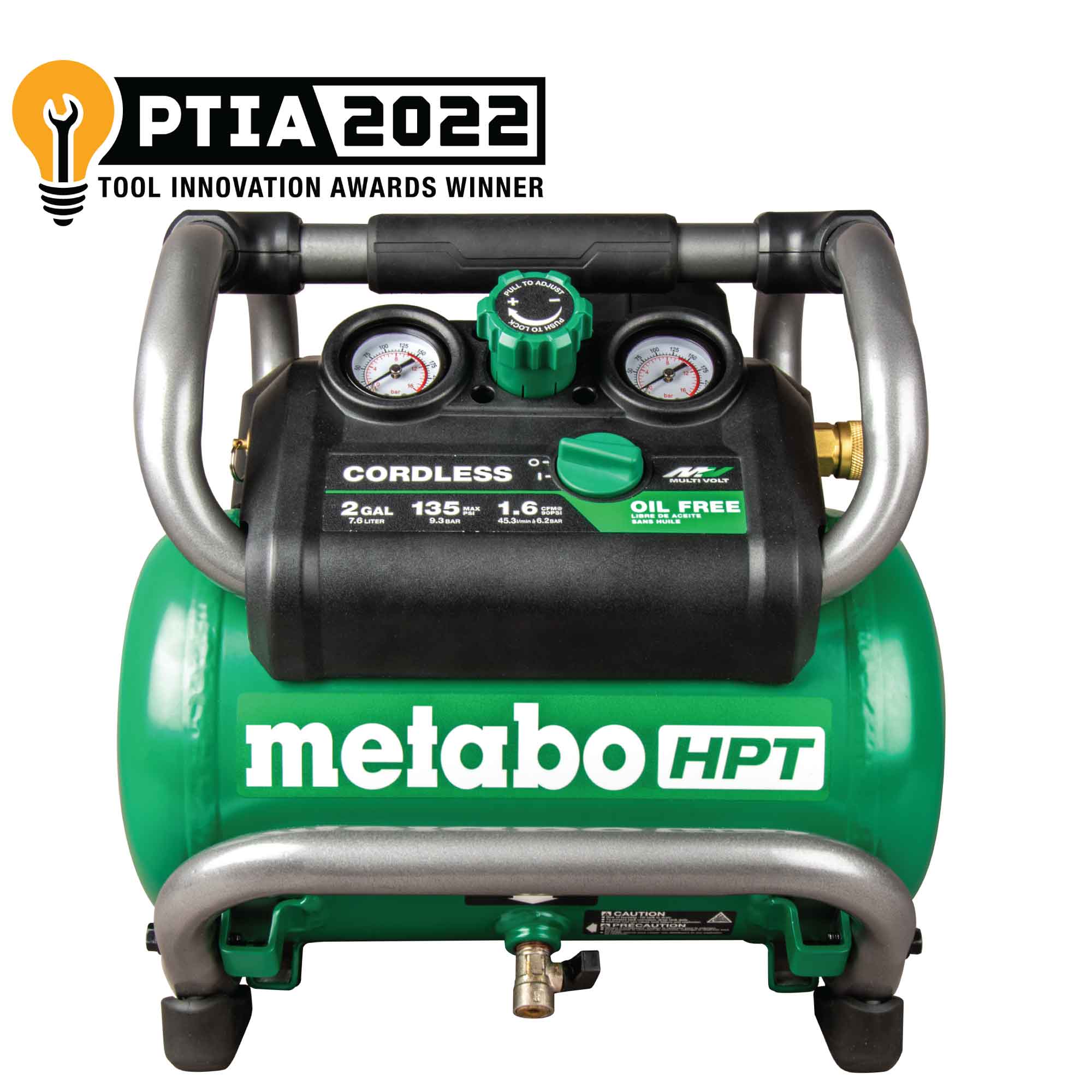 Metabo HPT Compresor de aire eléctrico y sin cable portátil de 2 galones y 135 PSI con diseño tipo Hot Dog - EC36DAQ4M