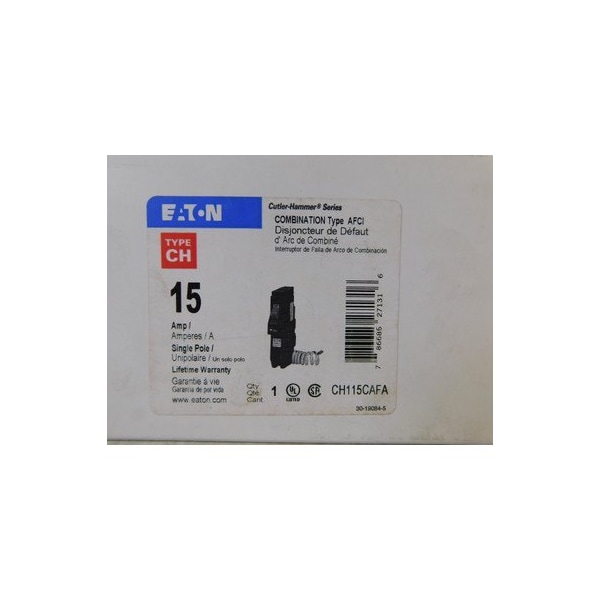 Eaton Cutler-Hammer Miniature Circuit Breakers MCBs CH 1P 15A 240V 50/60Hz 1Ph - CH115CAFA