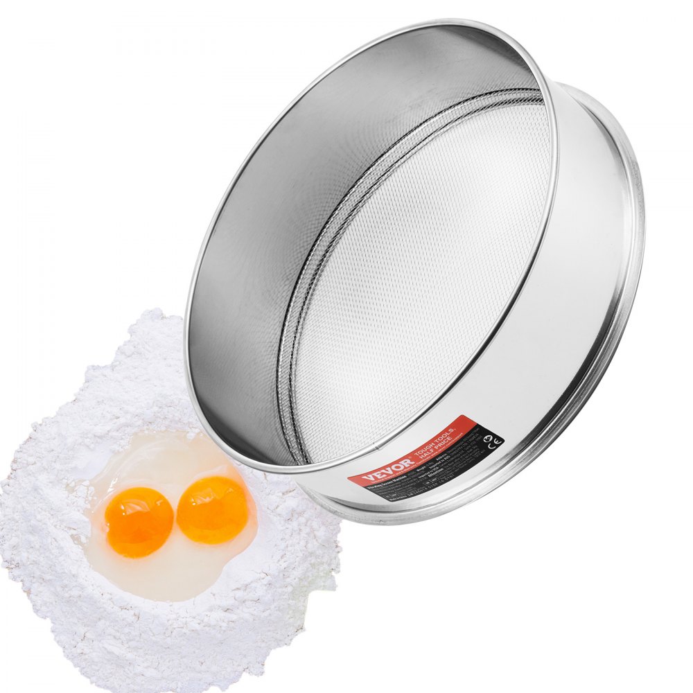 VEVOR Flour Sieve Fine Mesh Stainless Steel 12 Mesh Flour Sifter for Baking Cake - SW12M00000009AFYKV0
