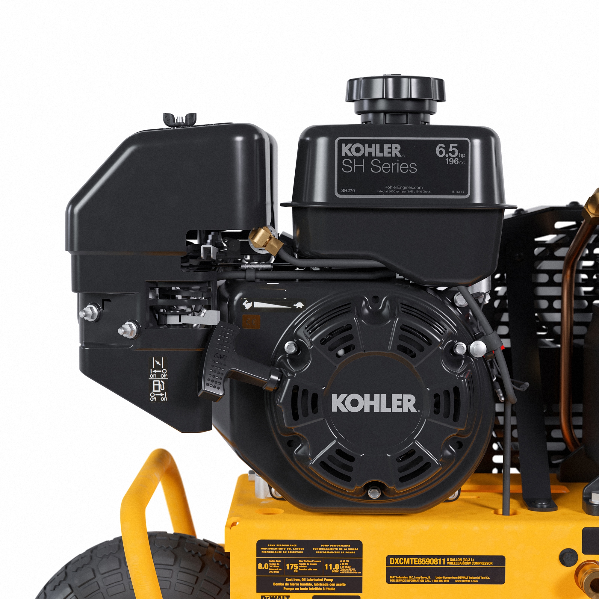 DEWALT 8-Galones Compresor de Aire Horizontal Portátil a Gasolina 175 PSI - DXCMTE6590811