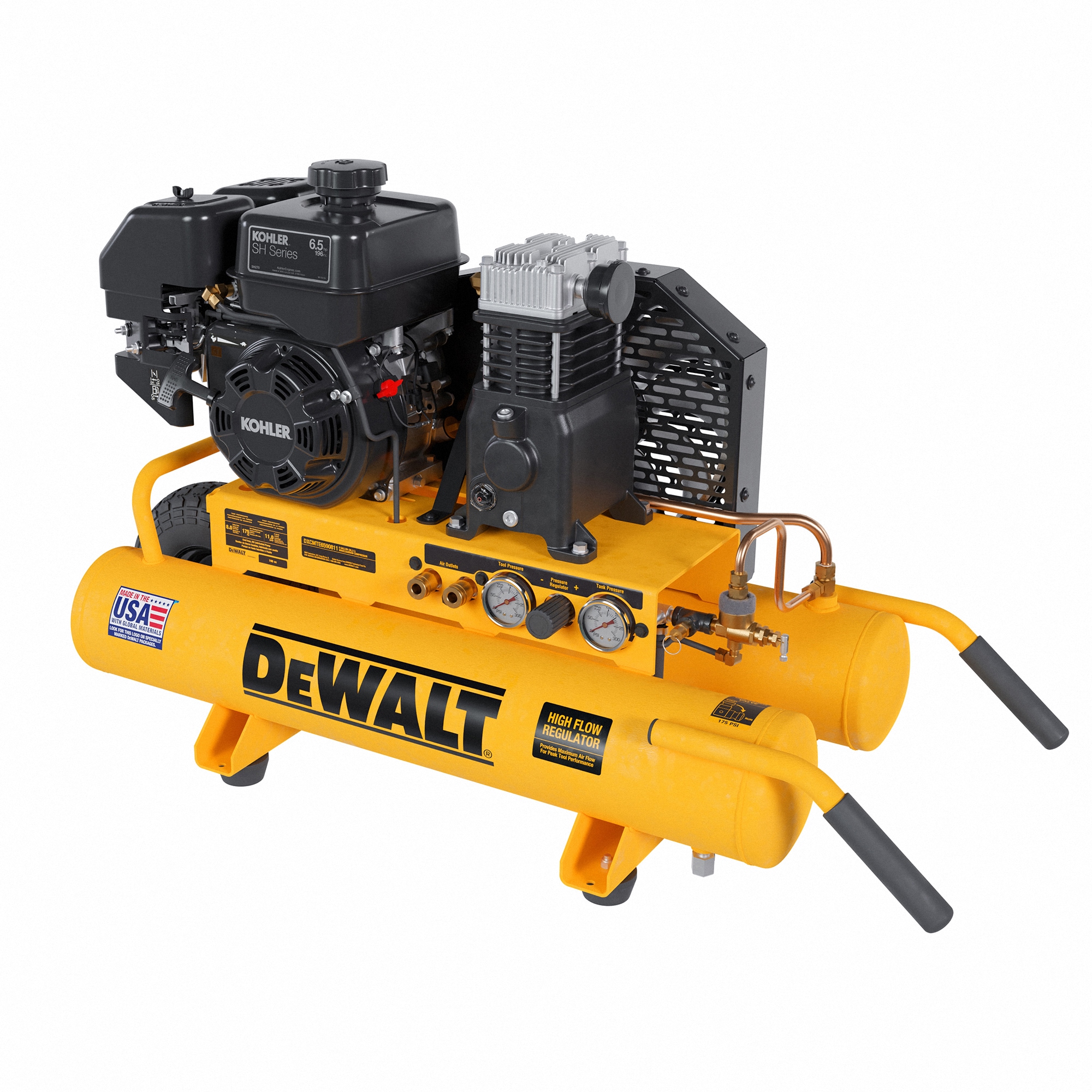 DEWALT 8-Galones Compresor de Aire Horizontal Portátil a Gasolina 175 PSI - DXCMTE6590811