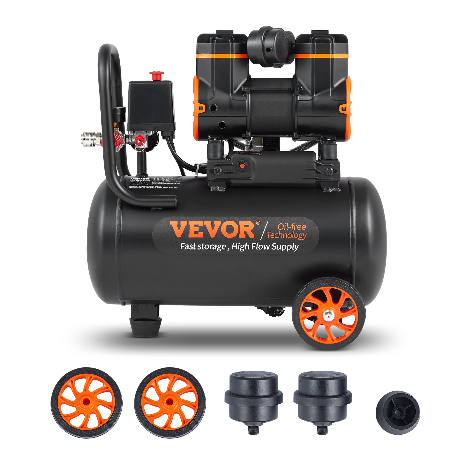 VEVOR VEVOR Compresor de aire vertical portátil de gas de 6.3 galones y 115 PSI con accesorios incluidos - WS18L900W110V5F9DV1