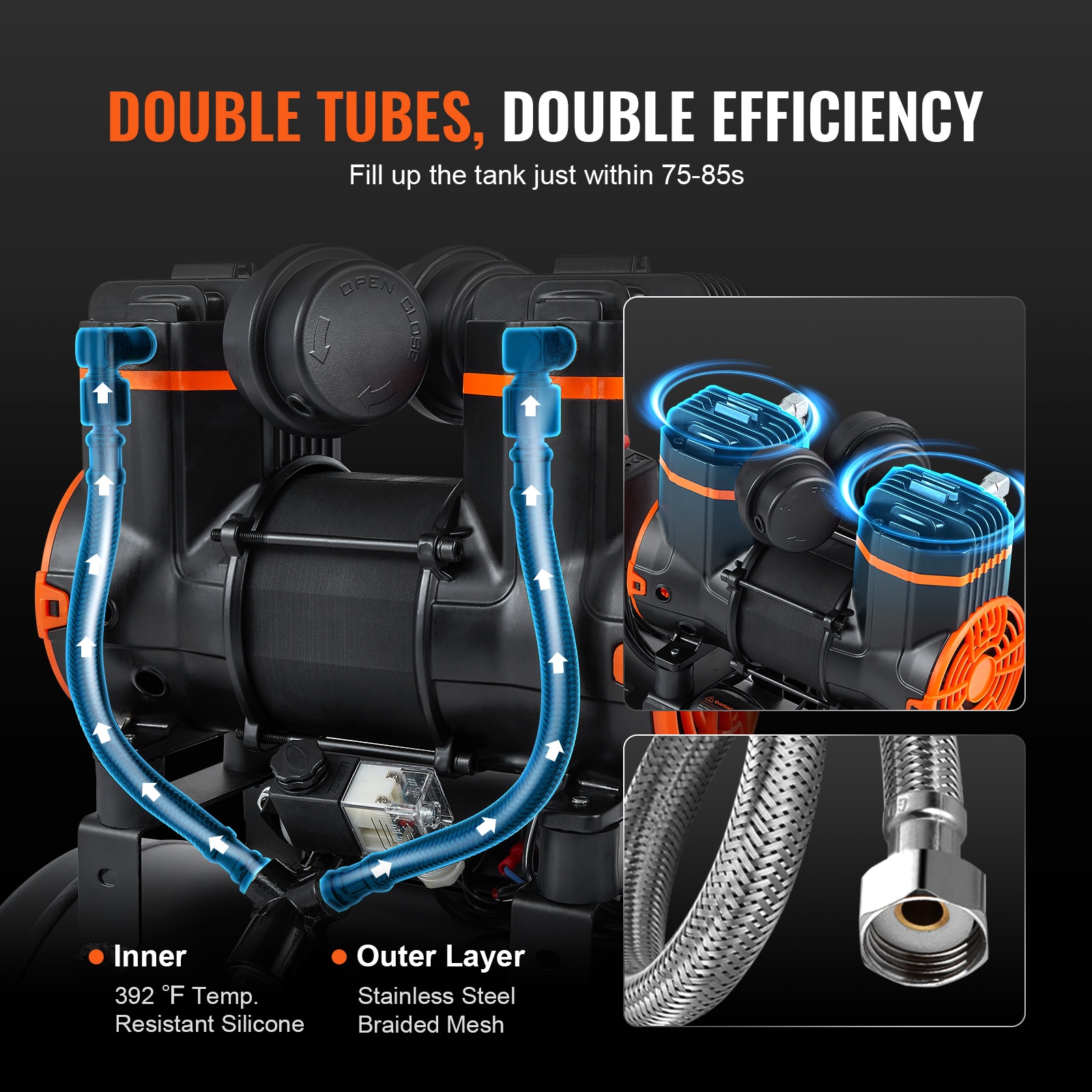 VEVOR VEVOR Compresor de aire vertical portátil de gas de 6.3 galones y 115 PSI con accesorios incluidos - WS18L900W110V5F9DV1