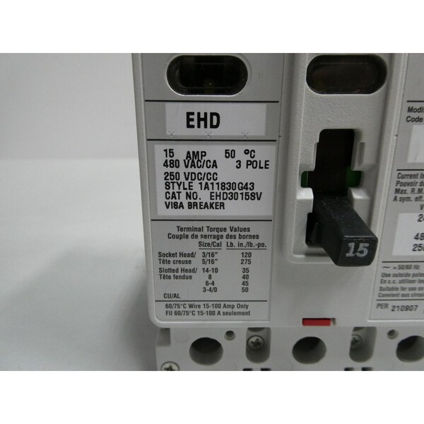 Eaton 3P 15A AMP 480V-AC 250V-DC MOLDED CASE CIRCUIT BREAKER - EHD3015SV