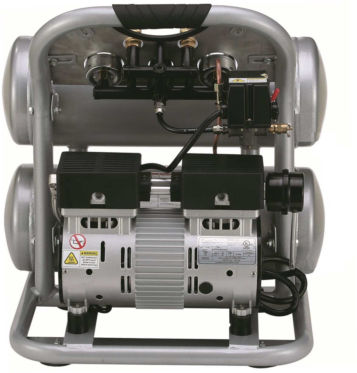 Herramientas de Aire de California Compresor de Aire Estacionario Eléctrico de 4.6 Galones con Doble Tanque a 120 PSI - 4610AC