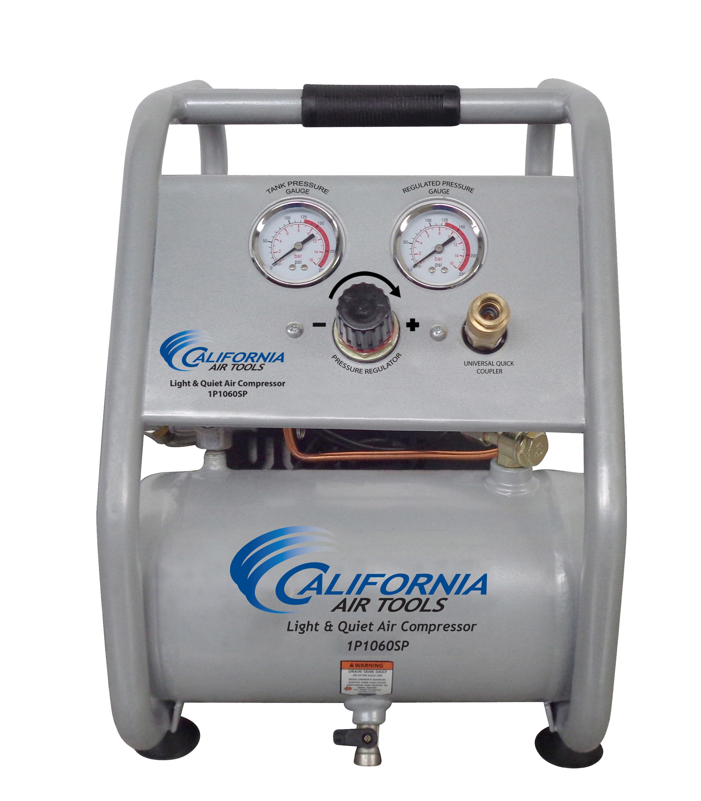 Herramientas de aire de California California Air Tools Compresor de aire portátil eléctrico de 1 galón y 120 PSI "Hot Dog" - 1P1060SP