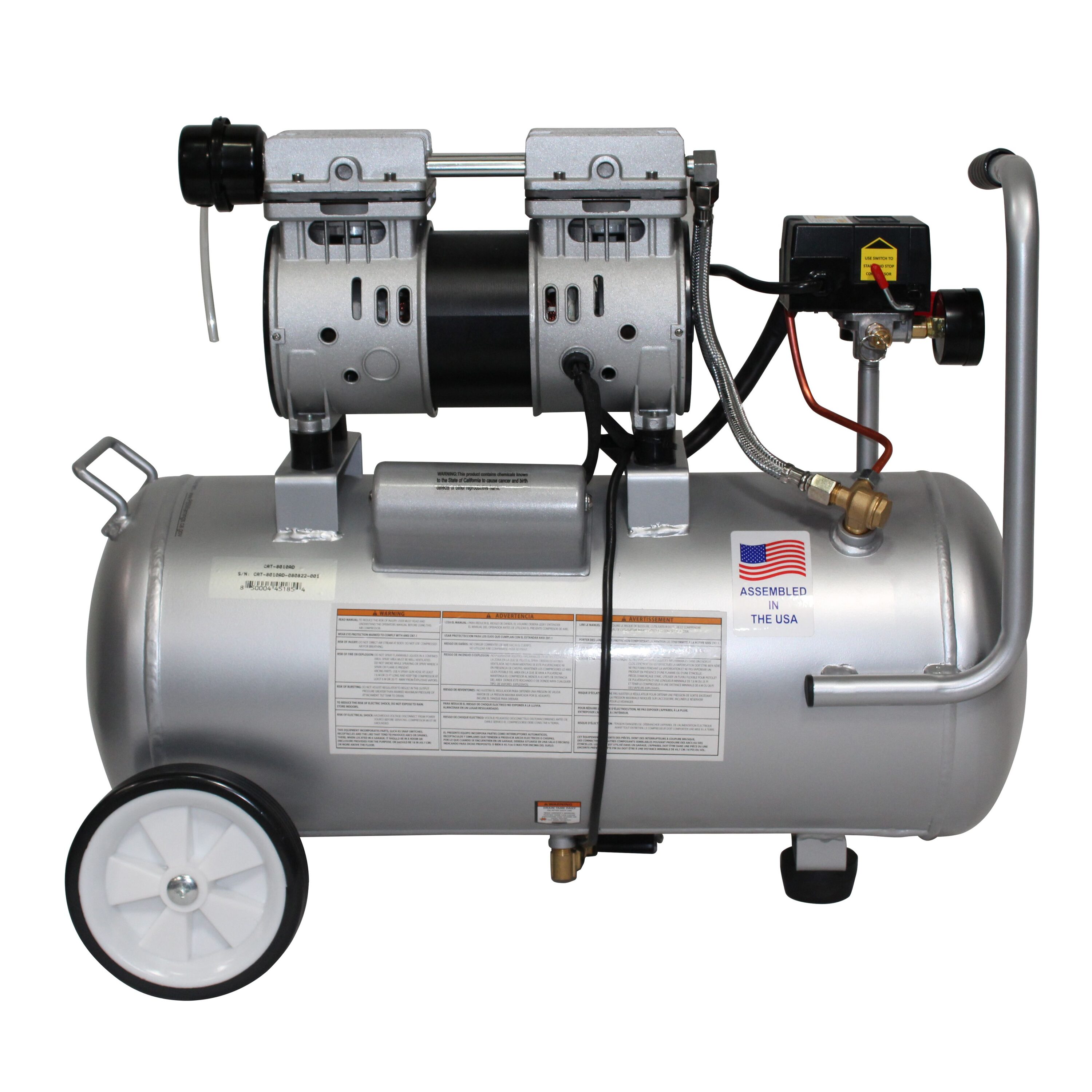 Herramientas de Aire de California Herramientas de Aire de California Compresor de Aire Horizontal Eléctrico Estacionario de 8 Galones y 120 PSI - 8010AAD.