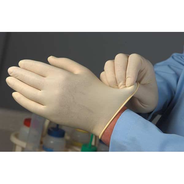 Guantes de examen Ansell Microflex MF-300, 6.3 mil, látex de caucho natural, sin polvo, S (7), Natural, paquete de 100 - MF-300-S