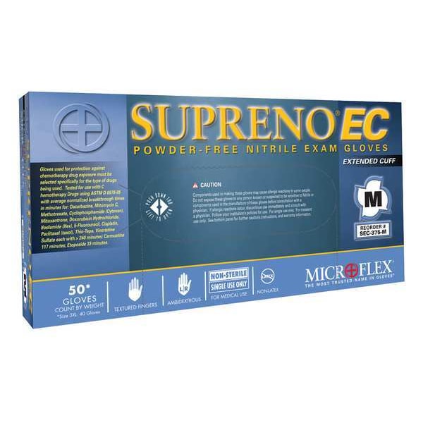 Ansell Microflex Supreno, guantes de examen con protección de barrera avanzada, 5.5 mil de espesor en la palma, de nitrilo, libres de polvo - SEC-375-3XL.