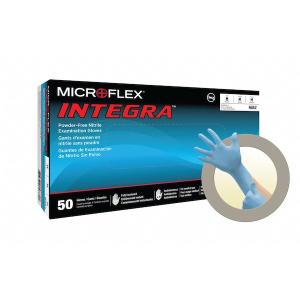 Ansell N86, Guantes de examen, 6.7 mil Palm, Nitrilo, sin polvo, XL (10), 50 PK, Azul - N864