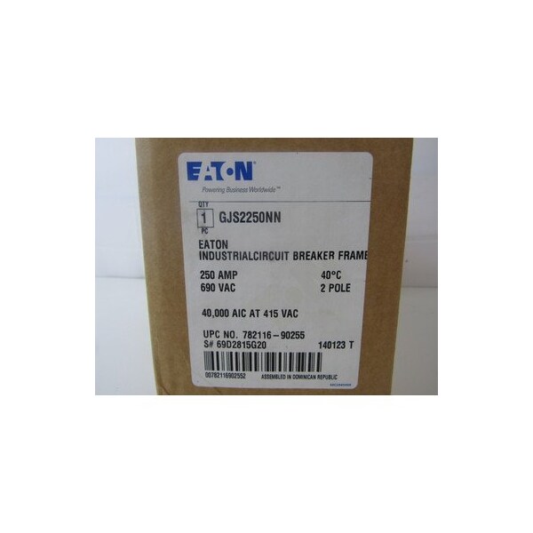 Eaton Molded Case Breakers MCCBs GJ 2P 250A 690V 50/60Hz 2Ph J Frame Frame Only - GJS2250NN