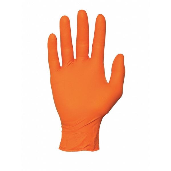 Ansell N48, Guantes de Exploración de Alta Visibilidad, 5.1 mil de Palma, Nitrilo, Sin Polvo, L (9), Paquete de 100, Naranja - N483