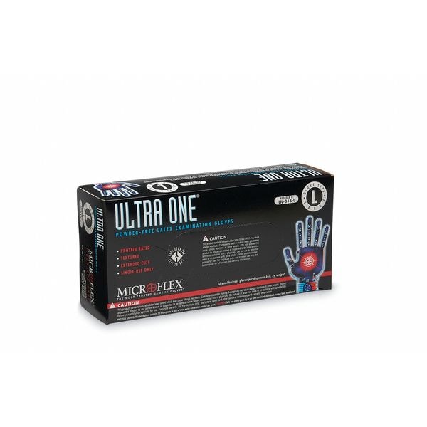 Ansell Ultra One, Guantes de Examen de Látex, 9.8 mil de Palma, Puño Extendido, Látex, Sin Polvo, M, Paquete de 50, Color Beige - UL-315-M