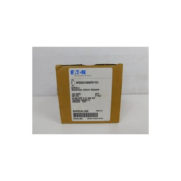 Eaton Molded Case Breakers MCCBs HFD 3P 150A 600V 50/60Hz 3Ph F Frame 1BOX - HFDDC3150WF01Y31