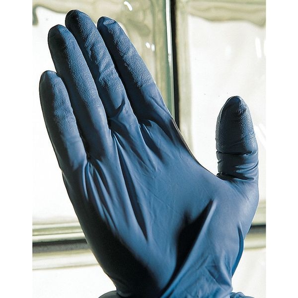 Ansell TouchNTuff 92-575, Guantes Desechables de Nitrilo, 4.3 mil en la Palma, Grado Alimenticio, con Polvo, Talla L, Paquete con 100 piezas, Azules - 92-575