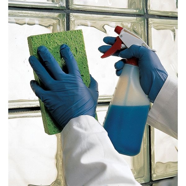 Ansell TouchNTuff 92-575, Guantes Desechables de Nitrilo, 4.3 mil en la Palma, Grado Alimenticio, con Polvo, Talla L, Paquete con 100 piezas, Azules - 92-575