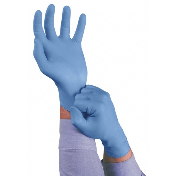 Ansell TouchNTuff 92-575, Guantes Desechables de Nitrilo, 4.3 mil en la Palma, Grado Alimenticio, con Polvo, Talla L, Paquete con 100 piezas, Azules - 92-575