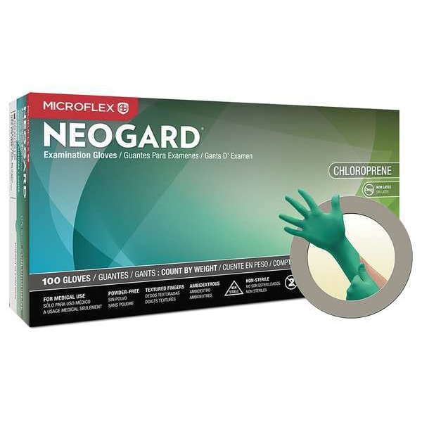 Ansell C520, Guantes de examen con diseño ergonómico ERGOFORM, palma de 3.9 mil, neopreno, sin polvo, XS (6) - C520