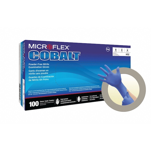 Guantes de examen de nitrilo Ansell Microflex, con puntas texturizadas, 3.9 mil, sin polvo, XL, azul cobalto, paquete de 100 - N194