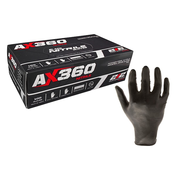 212 Performance NTG-05, Guantes Desechables, 5 mil de Palma, Nitrilo, Sin Polvo, L, 100 PK, Negro - NTG-05-010
