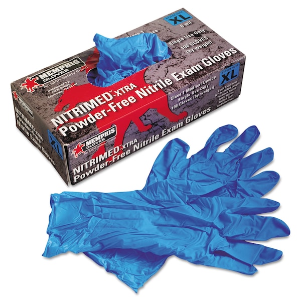 Guantes desechables Mcr Safety, palma de 6 mil, sin polvo, XL, paquete de 100, azules - 6012XL