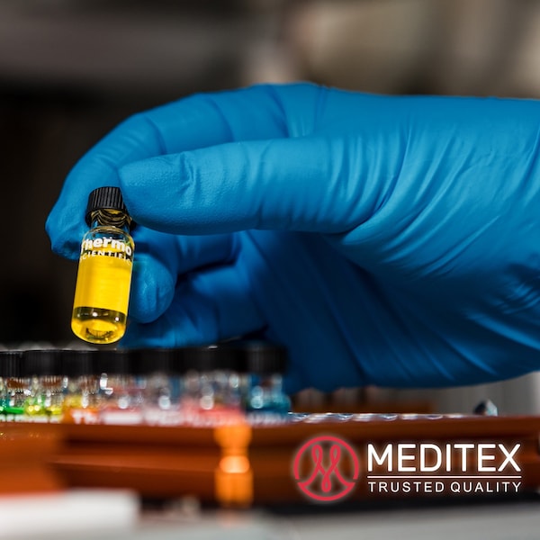 Meditex Meditex G5 (Estuche), Guantes de Examen de Nitrilo, 4 mil de Palma, Nitrilo, sin Polvo, XL, 1 Paquete, Azul Oscuro - XL