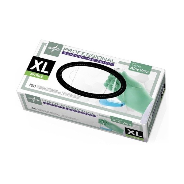 Guantes de examen de nitrilo de Medline Industries, nitrilo, XL, 100 paquetes, verde - MIIPRO31764