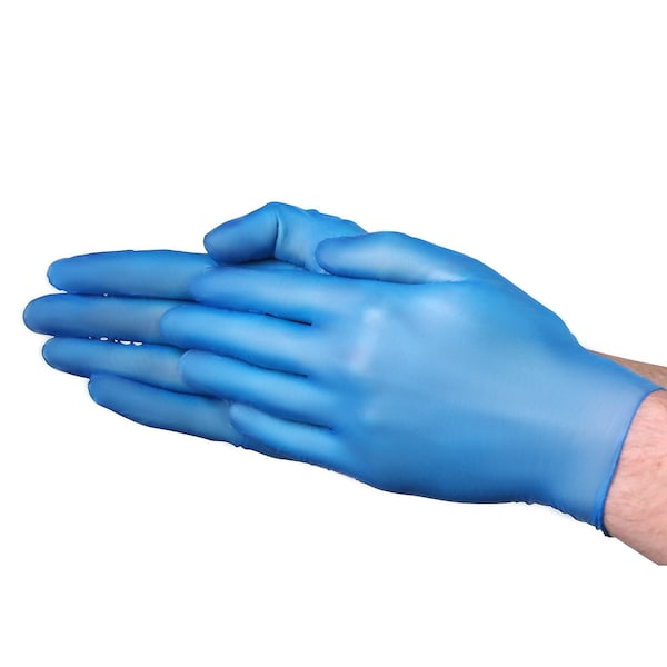 Guante Industrial Vguard A23A2, con palma de 2.8 mil, de vinilo, sin polvo, tamaño extra grande, paquete de 1000, color azul - A23A24