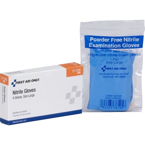 Guantes desechables de primeros auxilios, 3 mil de palma, de nitrilo, sin polvo, talla L (9), paquete de 2, azules - 21-026.