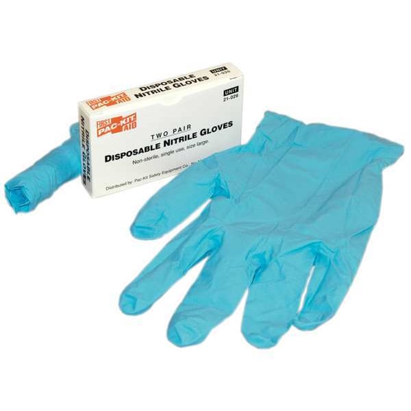 Guantes desechables de primeros auxilios, 3 mil de palma, de nitrilo, sin polvo, talla L (9), paquete de 2, azules - 21-026.