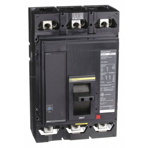 Square D Molded Case Circuit Breaker, MGL Series, 800A, 3 Pole, 600V AC, 65kA at 240V AC - MGL36800