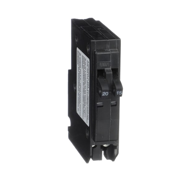 Square D Miniature Circuit Breaker, QO Series, 20/15A, 1x1, 1x1 Pole, 120/240V AC, 10kA at 120/240V AC - QO2015