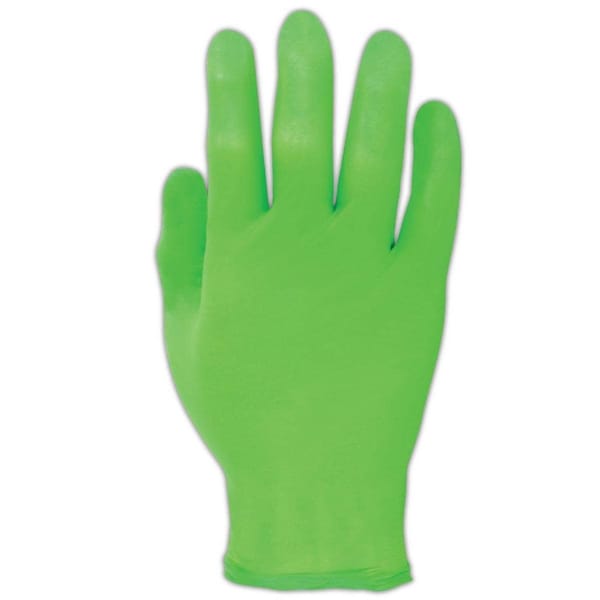 Showa 7705PFT, Guantes Desechables, 4 mil de Grosor en la Palma, Nitrilo, Sin Polvo, Talla L, Paquete de 100, Verde - 7705PFTL