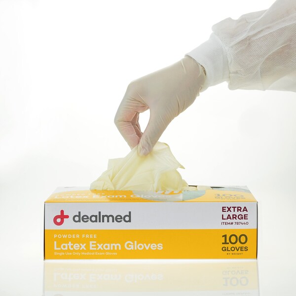 Guantes de Examen de Látex Dealmed, Látex, Sin Polvo, XL, 1000 piezas, Beige - 787440