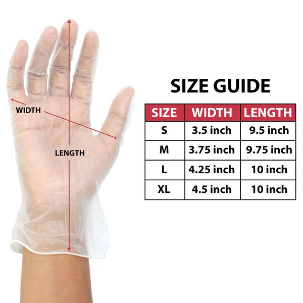 Guantes desechables de vinilo Kleen Chef, vinilo, sin polvo, L, paquete de 100, transparente - KC-MS-L-FHVG-1CL-Z