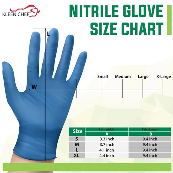 Guantes desechables de nitrilo Kleen Chef, nitrilo, sin polvo, XL, paquete de 100, azules - KC-MS-XL-DNG-1BL-Z
