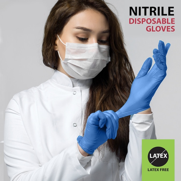Guantes desechables de nitrilo Kleen Chef, nitrilo, sin polvo, XL, paquete de 100, azules - KC-MS-XL-DNG-1BL-Z