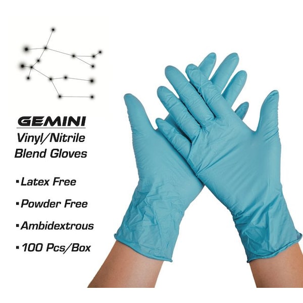 Guantes desechables de mezcla de nitrilo/vinilo Sirius Protective Products, 5 mil de grosor en la palma, mezcla de nitrilo y vinilo, sí, XL, 1000 piezas, azules - VN3-5.5-MR.