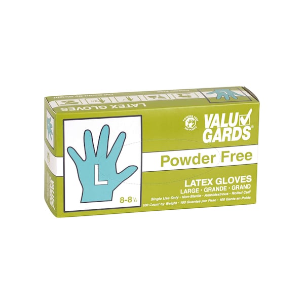 Guantes desechables de látex Valugards, látex, sin polvo, L, paquete de 1000, blanco - 304750143