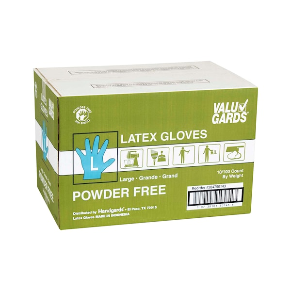 Guantes desechables de látex Valugards, látex, sin polvo, L, paquete de 1000, blanco - 304750143