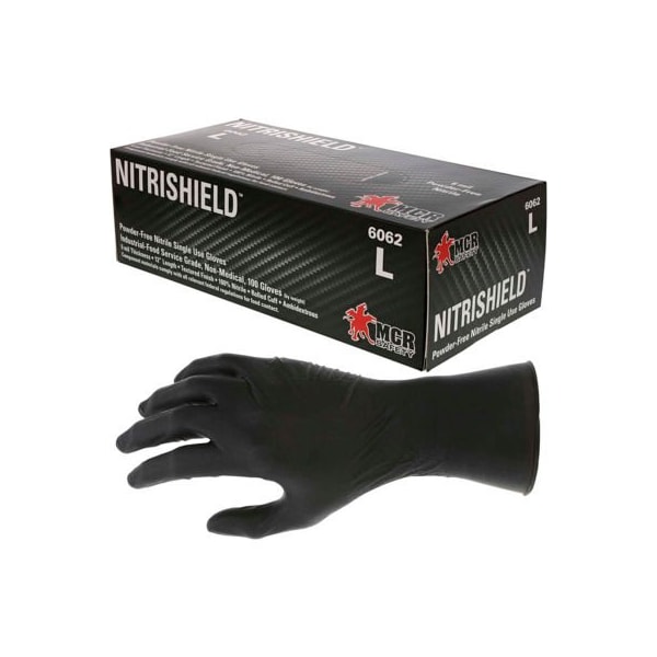 Guantes desechables de nitrilo Mcr Safety, 6 mil de grosor en la palma, de nitrilo, sin polvo, talla XL, color negro - 6062/XL