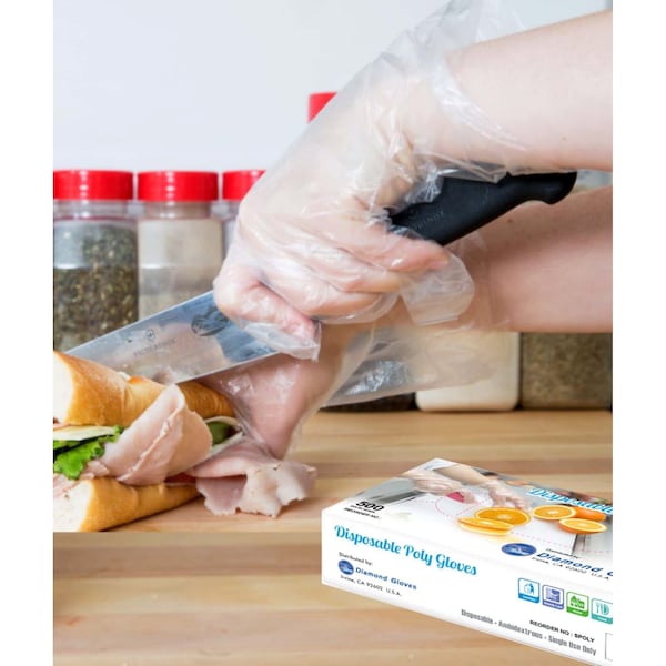 Guante desechable Diamond Glove, de poliéster, libre de polvo, talla L, paquete de 5000 unidades, transparente - Talla L Poli