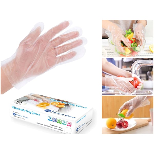 Guante desechable Diamond Glove, de poliéster, libre de polvo, talla L, paquete de 5000 unidades, transparente - Talla L Poli