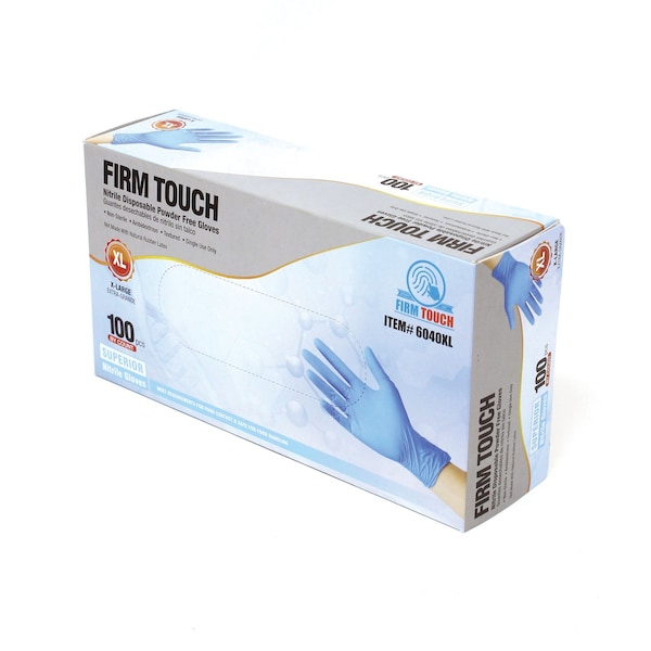 Toque Firme 6040, Guantes Desechables de Nitrilo, 4 mil Palma, Nitrilo, Sin Polvo, XL, 1000 Paquete, Azul - 6040 (XL)