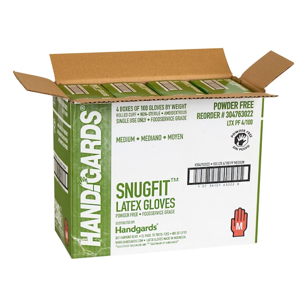 Handgards SnugFit, Guantes Desechables de Látex, Látex, con Polvo, M, 400 piezas, color marfil - 304763022